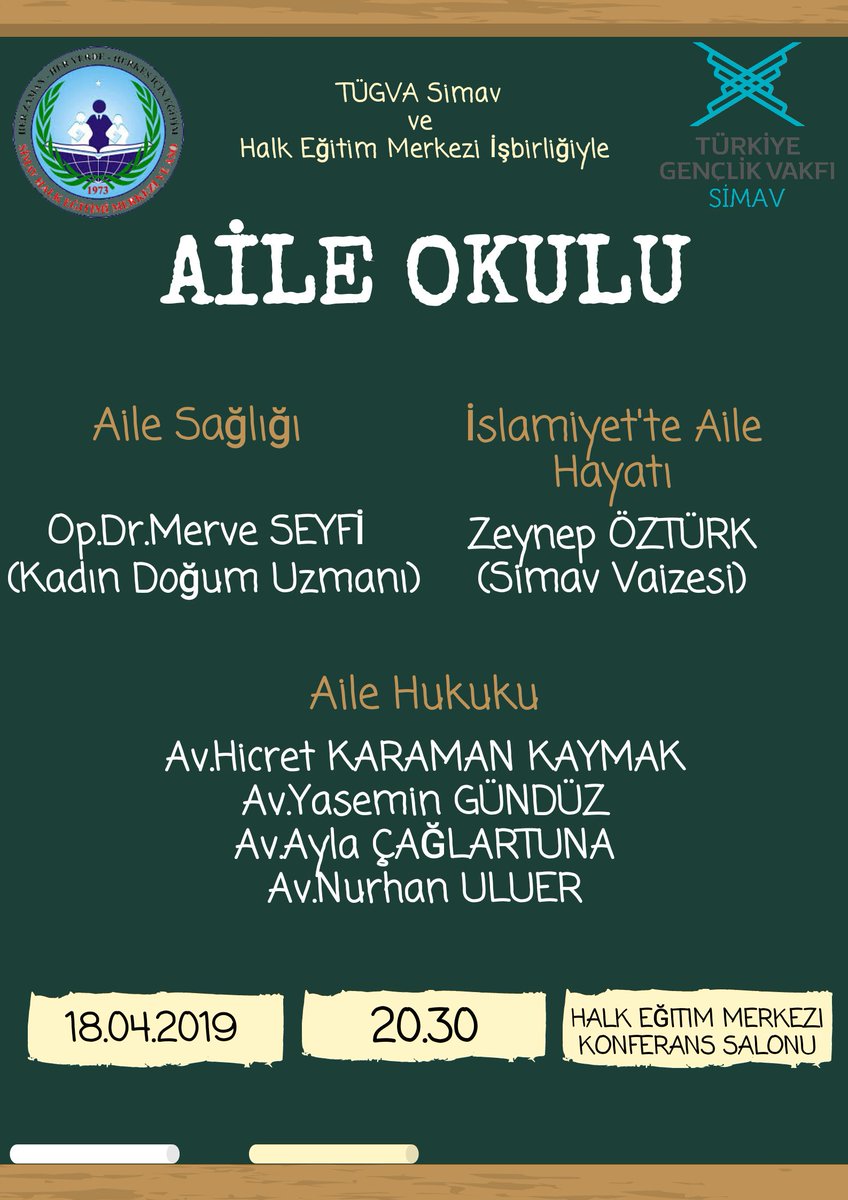 tugvasimav43's tweet photo. AİLE OKULU programımız, alanında uzman konuşmacılarımızın katılımıyla 18.04.2019 saat 20.30'da gerçekleşecektir."Bilinçli bir aile hayatı için ben de burdayım." diyen tüm hanımları programımıza bekleriz. @tugvaTR @tugvakutahya @evlekkk https://t.co/v6KKFiQxq2