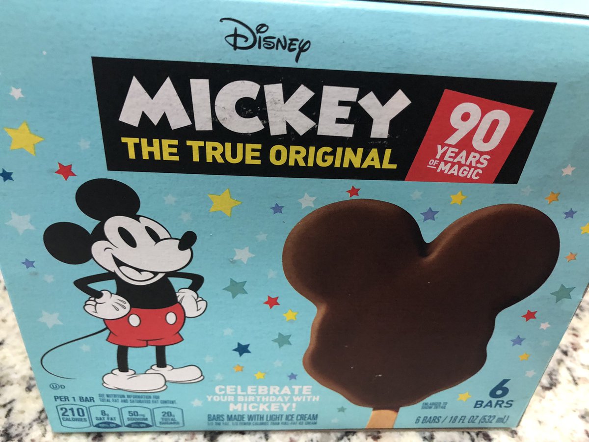 GavinPFisher's tweet photo. Had dessert earlier this evening then went grocery shopping and found @Disney #MickeyEarsIceCreamBars Had to go round 2 on dessert!  Took me back to visiting @WaltDisneyWorld as a kid! #90yearsofMAGIC https://t.co/c0DxKB4U13