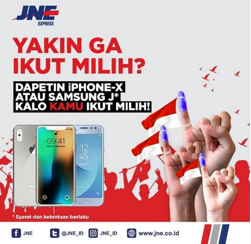 infokuisnetwork's tweet photo. Kontes Foto JNE Pemilu 2019 Berhadiah Iphone X &amp; Samsung J https://t.co/Kse9vfc6He https://t.co/4ctCxtD5j1