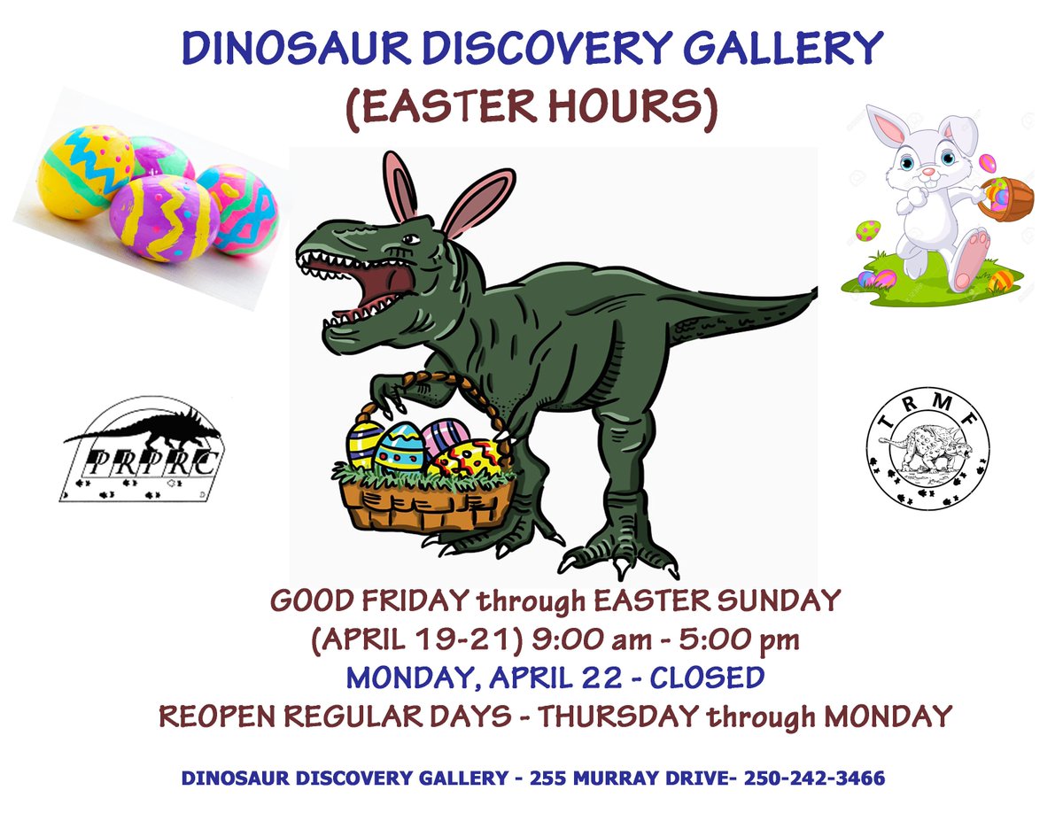 PRPRC's tweet photo. Happy Easter from the PRPRC and Dinosaur Discovery Gallery. https://t.co/eUdrMHSvrE