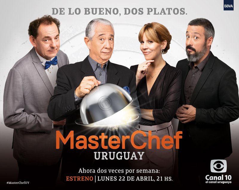 Está todo pronto para comenzar una nueva temporada de MASTERCHEF URUGUAY a partir del LUNES 22 de abril, ¡y ahora DOS VECES POR SEMANA! 😀😍🙌👏👏
#MasterChefUY <a href="/pugliainvita/">Sergio Puglia</a> <a href="/XimeTorres8/">Xime Torres El #8M es de NOSOTRAS</a> <a href="/elfranchuteji/">Franchute • Laurent Lainé</a> <a href="/diegodelacurva/">Min. Diego González González</a>