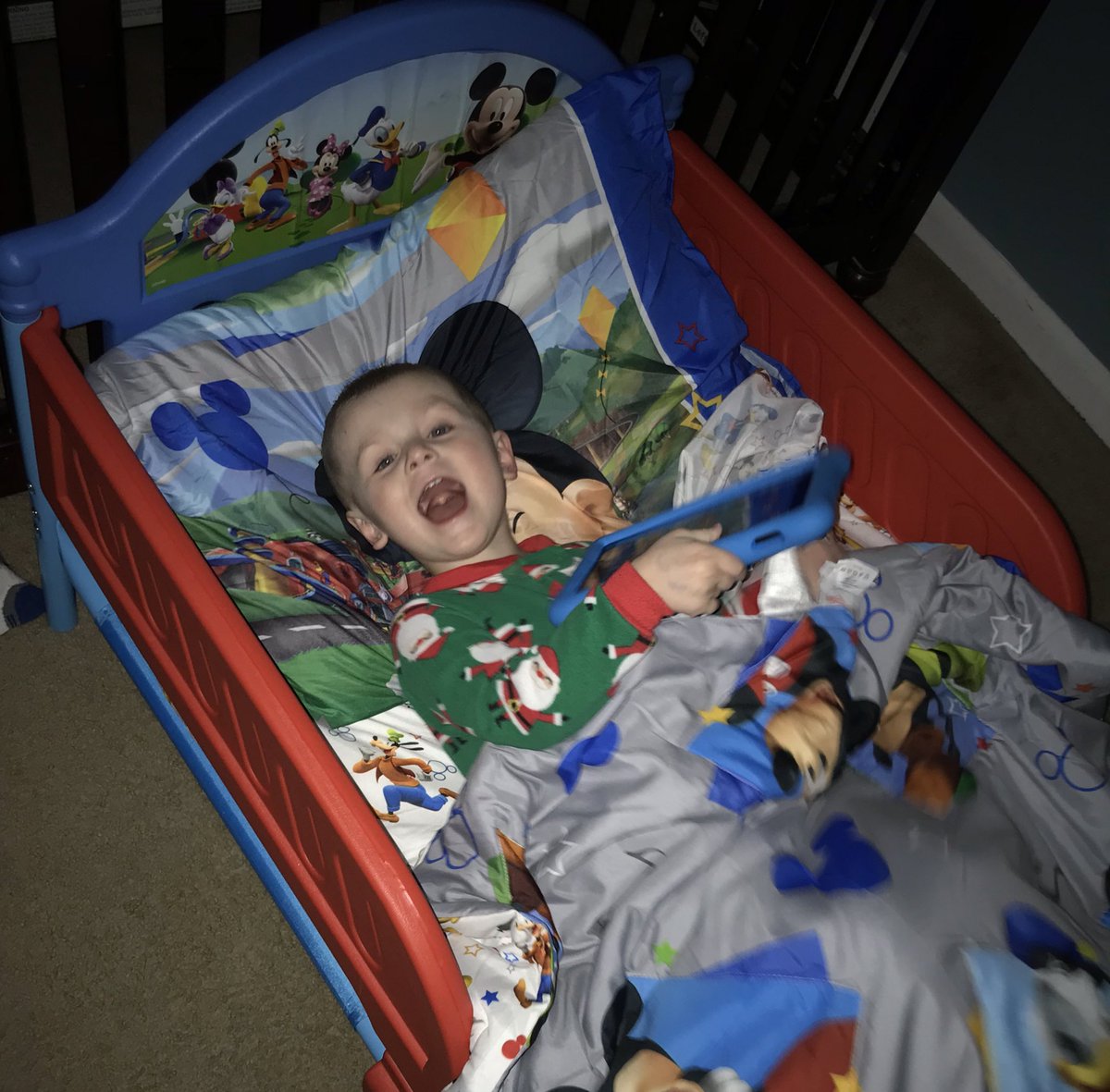 FussIsAllAbout's tweet photo. Held on probably longer than we should, but as of today we are crib free. Tonight is little man’s first night in his own “big boy bed” and he’s stoked. Wish bedtime got me that excited. https://t.co/pIncQRvZoZ