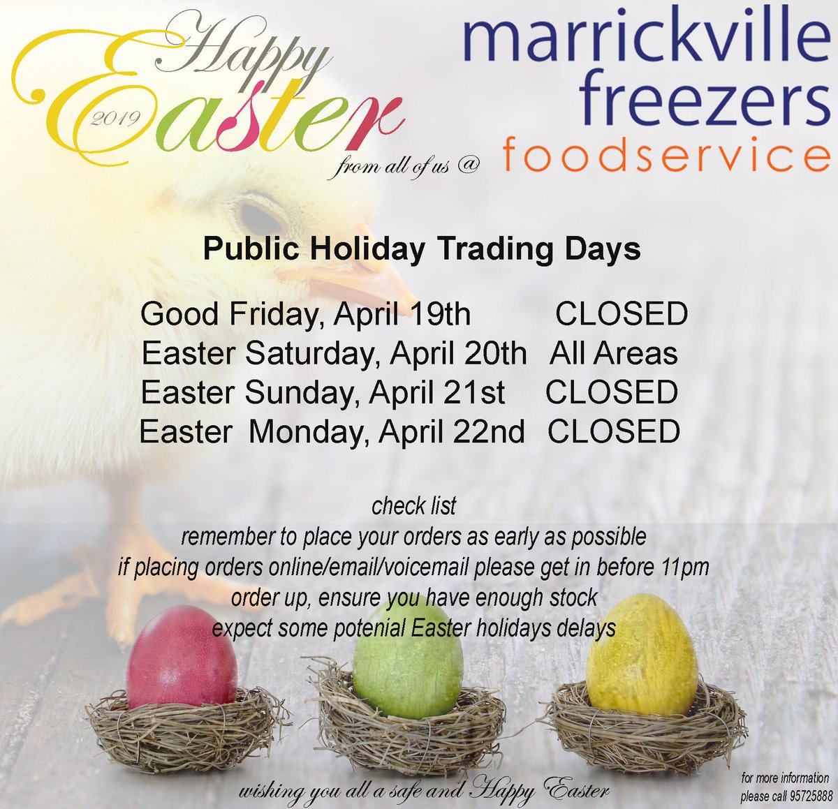 MarrickFood's tweet photo. Public Holiday Notice - Marrickville Freezers Foodservice - https://t.co/f2FkQ1AaWk https://t.co/Ds6REkKiMB