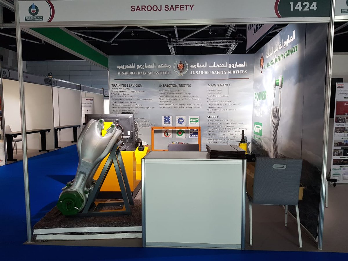 AlsaroojS's tweet photo. final preparations have been done to our stand @DownstreamOman starting from 15 to 17 April, make sure to visit us to check all our services and @VanBeestBV products and get familiar with our amazing crane simulator 
#Oman 
#safety 
#odec2019 
#Safety
#Training
#Lifting https://t.co/zFZ9sFCa36
