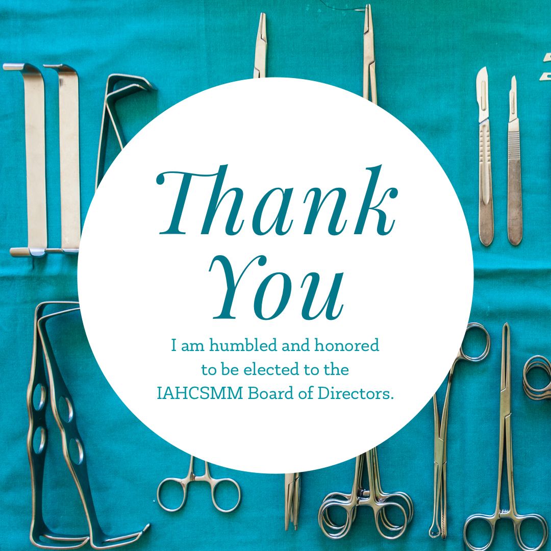 LeadSpd's tweet photo. Thank you for electing me to serve in a two year term on the IAHCSMM Board of Directors.  I am truly honored by the trust you have instilled in me and am very excited to get to work
#crcst #calispd #iahcsmm #cbspd #aami #aorn #surgery #spd #cssd #sterileprocessing #centralsterile https://t.co/YQZFy0v7O1
