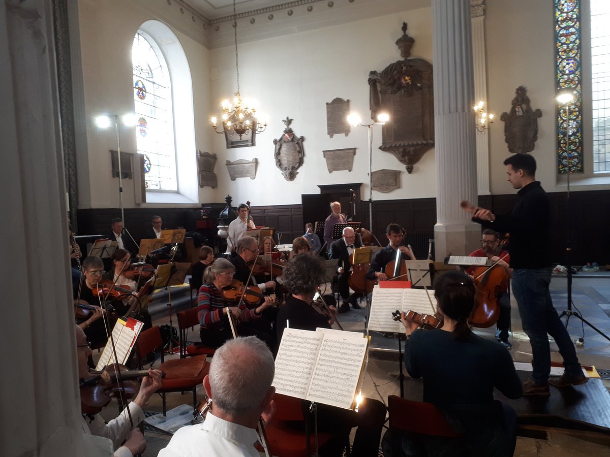 HertsOrch's tweet photo. Fabulous concert on Sunday evening with @JStuckenbruck and #PhilipCobb as soloist in the evergreen Haydn trumpet concerto at #stmaryathill. This pic from the afternoon's rehearsal. https://t.co/IenYJTqr1v