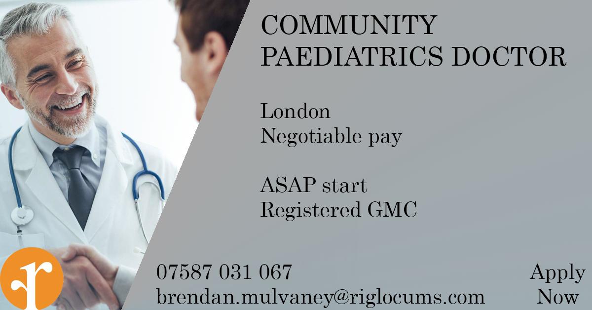 RIGLocums's tweet image. #CommunityPaediatrics #Doctor URGENTLY NEEDED! Get in contact with Brendan if you require more info on this role. buff.ly/2U9vmVb
#Job #Vacancies