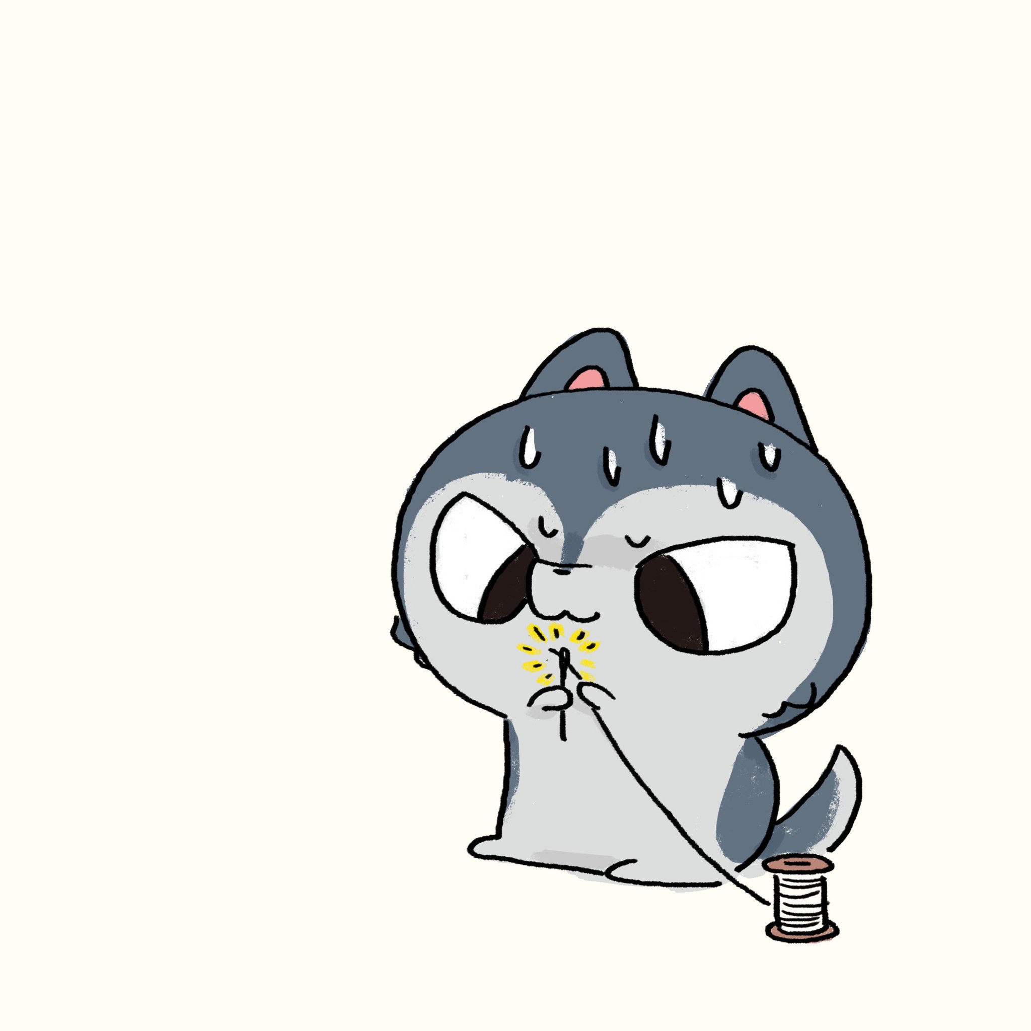 啊 動物 穿針線 針に糸を通しだ Thread A Needle Thread Needle Miss Out Cute nimals Animal Drawing Cg Computergraphic Illustration Manga Character Gallary イラスト スケッチ イラストレーター 針 糸 ビックリ 通す 失敗