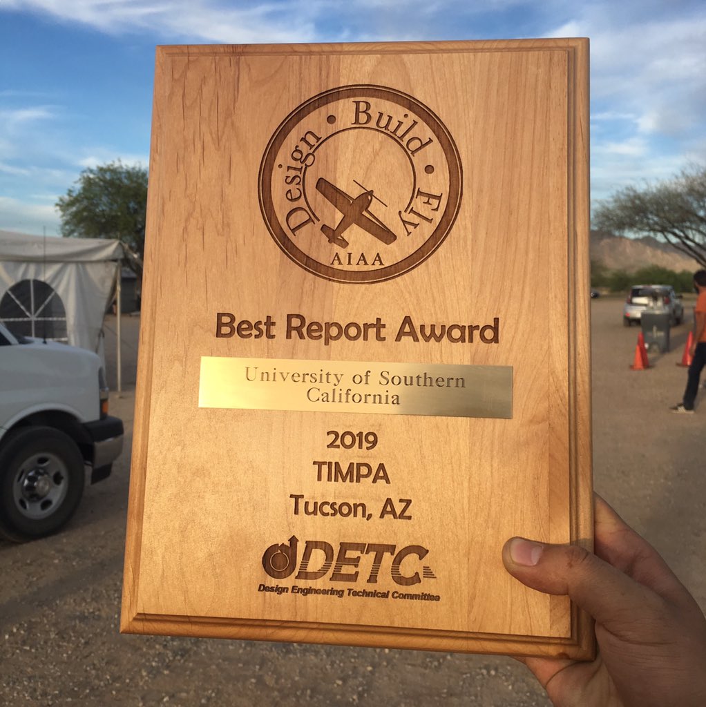 USCADT's tweet photo. Bringing home some hardware 🔥✌️ #FTFO #AIAADBF #DBF2019 @aiaa @AIAAFoundation https://t.co/i4YFVET4uh