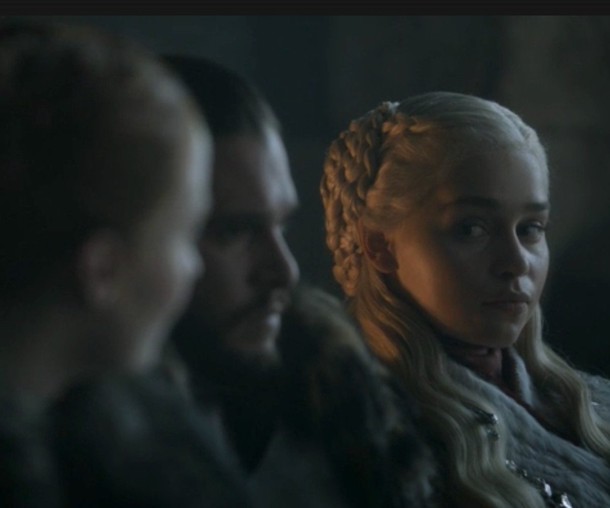 JamesHibberd's tweet photo. “Whatever they want.” Clearly #Daenerys doesn’t need dragons throw down a burn. Also: Love Jon Snow literally caught between them #GameofThrones https://t.co/IQa5pdEAZC