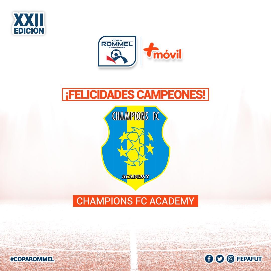 fepafut's tweet photo. Felicitamos a los jugadores y CT del Champions FC Academy, nuevo campeón de la #CopaRommel tras vencer 1-0 al Don Bosco FC en la gran final. #TodosSomosPanamá https://t.co/EvqM4fBHo9