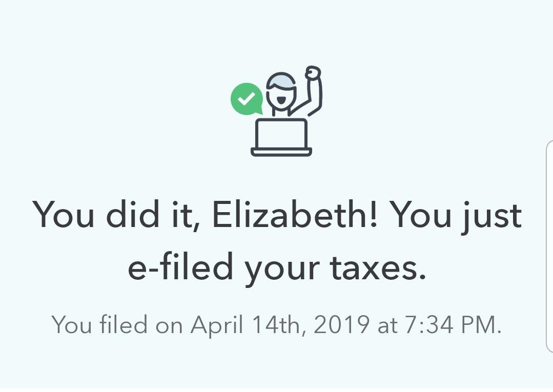 EllieBurgett's tweet photo. Taxes filed @turbotax ✔ #TaxesDoneFree #sweepstakes https://t.co/pUqgZ35tlu