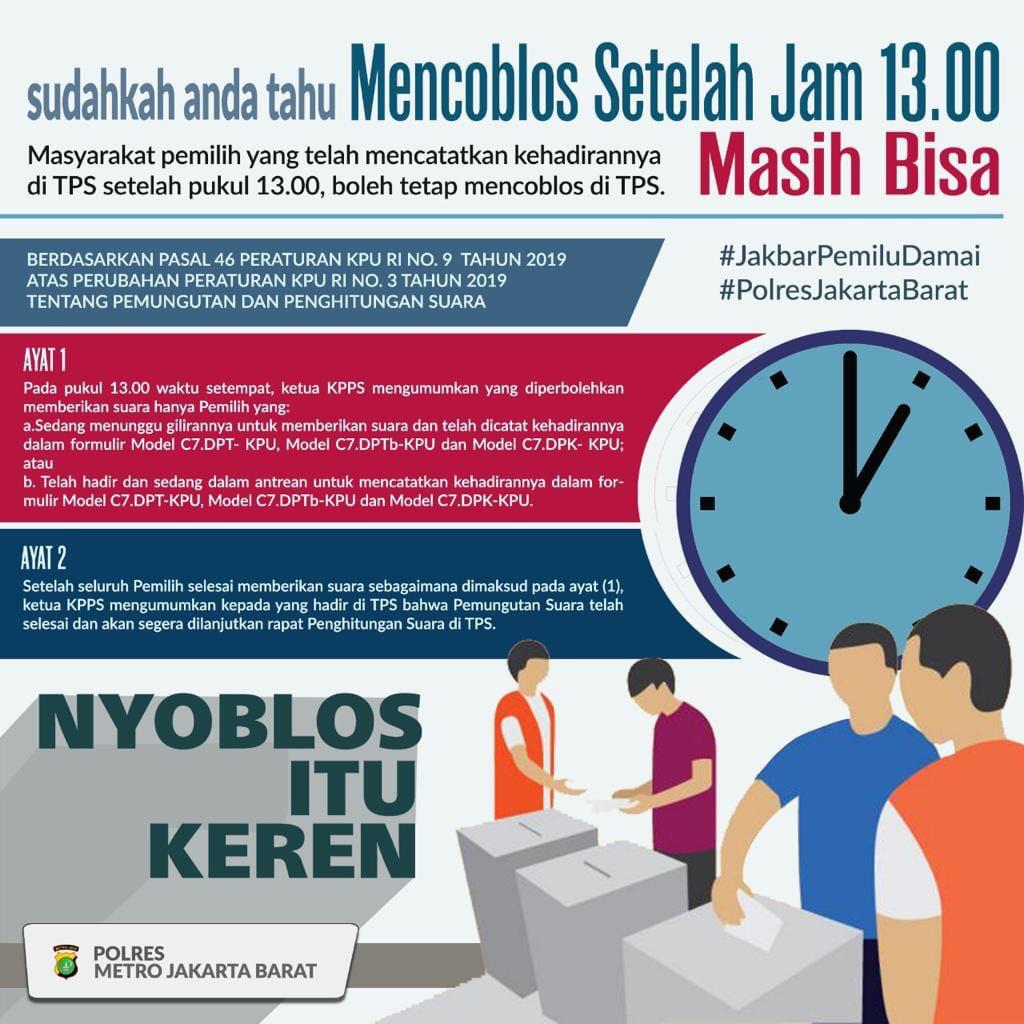 kurawa's tweet photo. Ini Aturan resmi KPU dan disebarkan oleh polisi tolong di pegang atau disimpan yah (belajar dari coblosan LN kemaren) jika kita sudah antri sebelum jam 13.00 maka tetap BOLEH MENYOBLOS tanpa dibatasi waktu oleh petugas KPPS.. jadi tidak ada alasan waktu habis bagi yg sdh antri https://t.co/GZEIndiD2Z