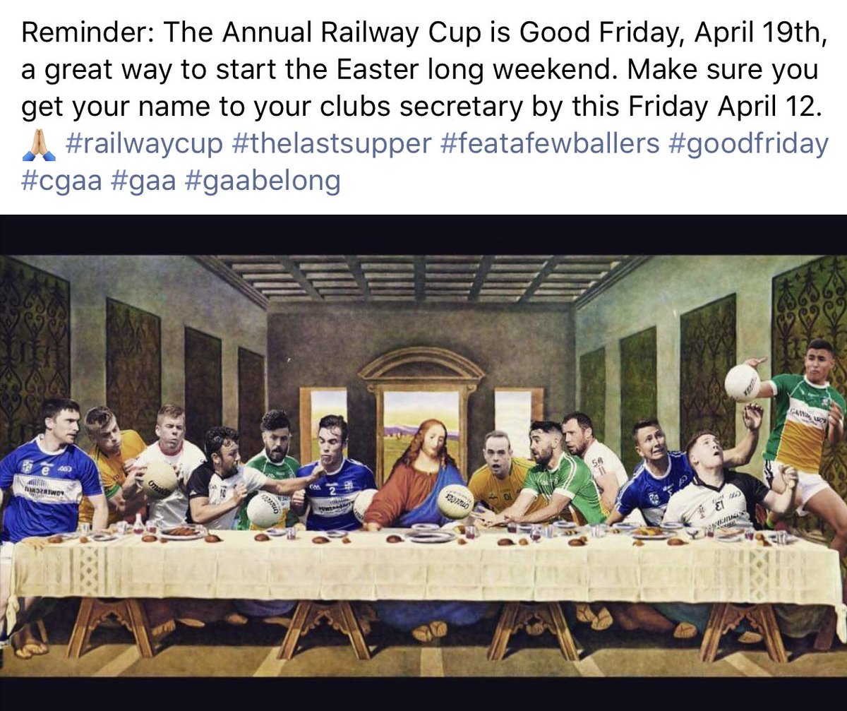 Toronto_GAA's tweet photo. Toronto GAA Annual Railway Cup this Good Friday! #whatdoyouthinkofthat @JoeBrolly1993 #thelastsupper #goodfridaygreatfootball #offtherollerbladingforlent
@JOEdotie https://t.co/pHdNfqzDhP