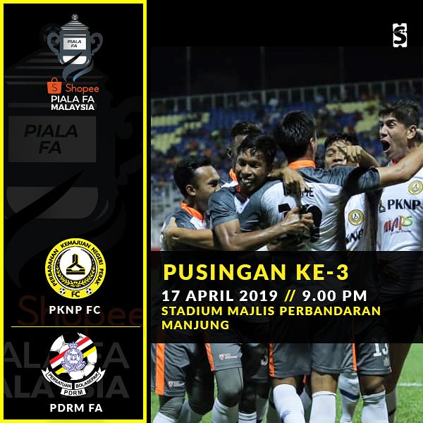 Stubapp's tweet photo. Shopee Piala FA Round 3 : @pknpfc vs @pdrm_fa_the_cops , Rabu 17 April 2019, 9PM, Stadium Majlis Perbandaran Manjung. Tiket bola dibeli melalui aplikasi dan website @Stubapp #shopeepialafa2019 #pknpfc #stubapp #tiketbola #pdrmfa https://t.co/a3D9JEECGF