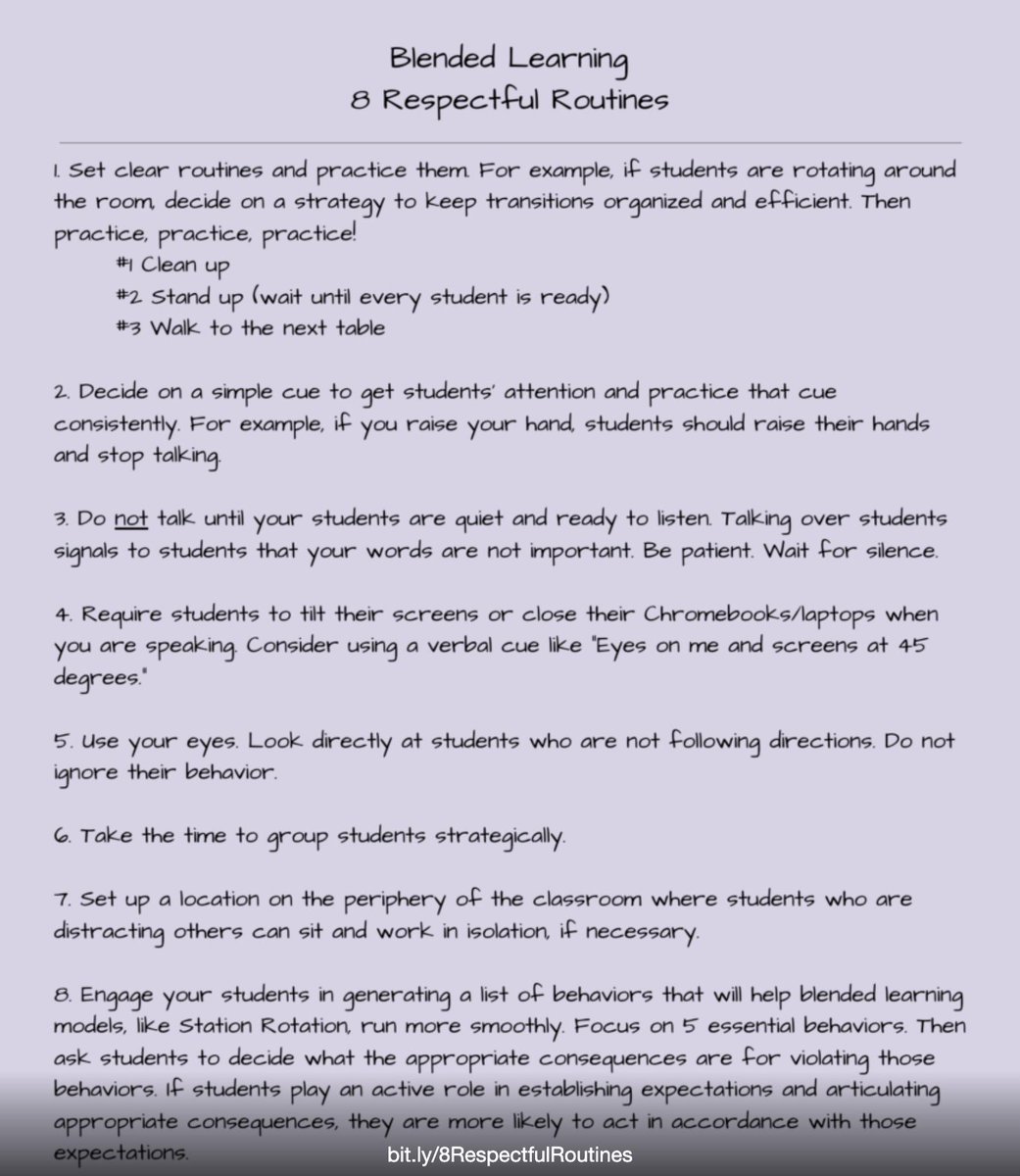 #BlendedLearning: 8 Respectful Routines  #BLinAction #PowerUpBL #TOSAchat #Edchat