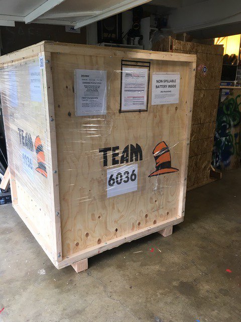 A big "crate" thanks to Team 100 Wildhats <a href="/FRCTeam100/">Team 100 Wildhats</a> !!! … for lending us their robot crate!  And many thanks <a href="/FedEx/">FedEx</a> for sponsoring our robot shipping! You are making our trip to Houston #FIRSTChamp possible!

#DestinationDeepSpace #omgrobots #firstinspires