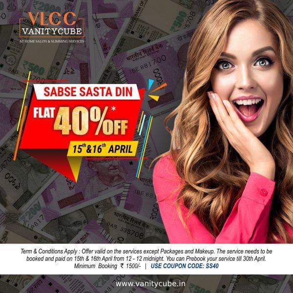 #VLCC #VanityCube has come with great offers for you. 
Sabse Sasta Din! 
Book now: vanitycube.in