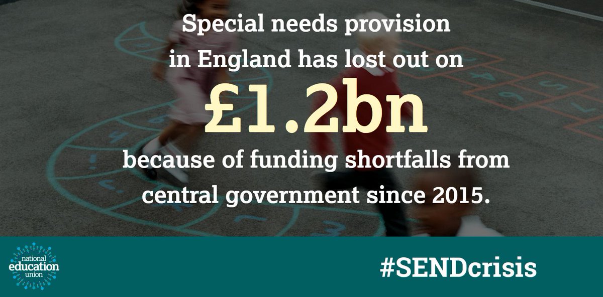 <a href="/NEUnion/">National Education Union</a> research shows 93% of local authorities have lost out on SEND funding since 2015 because of central govt’s shortfall.

Central govt is failing local government &amp; our young people.

Read about how your council is affected 👉: neu.org.uk/localelections…

#neucllrs #SENDCrisis