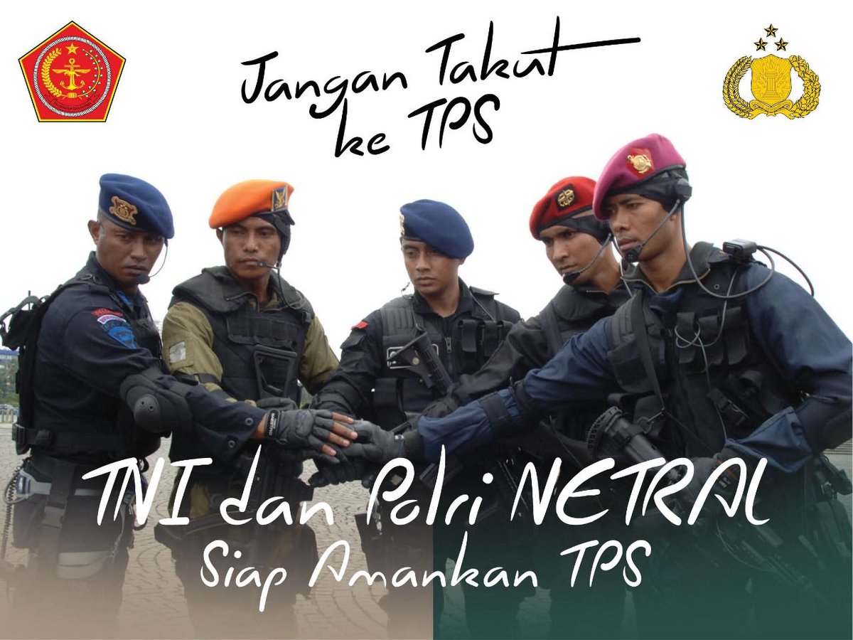 Aryamahab's tweet photo. Jgn takut ke TPS semua akan di jamin olrh TNI dan Polri 
#AmanDamaiBersih https://t.co/Mdv3g4Y3jL