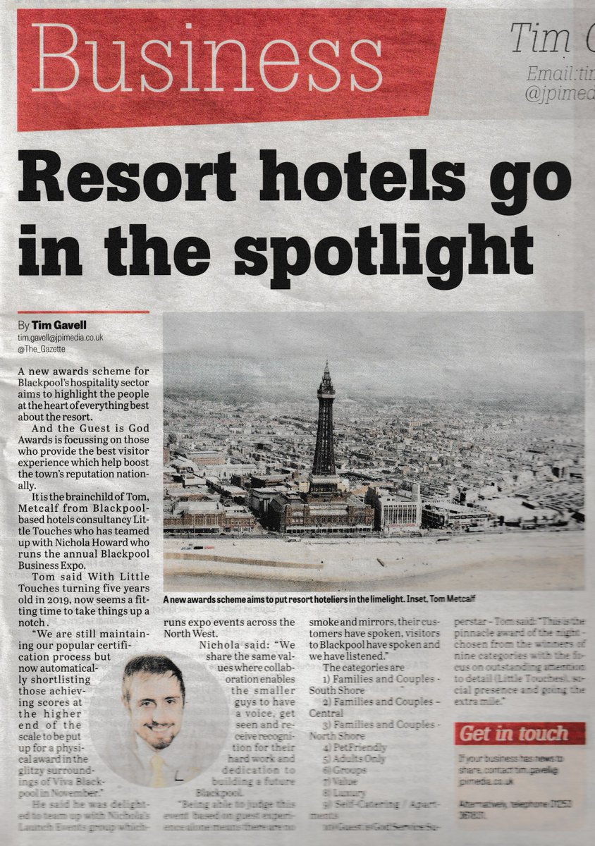 GuestisGod's tweet photo. Hands up who spotted us in Friday's Blackpool Gazette? 🙋‍♂️🙋‍♀️
Read the article online at https://t.co/cjFD685Jf9 #LittleTouches #GuestisGod https://t.co/dmNPYPY99R