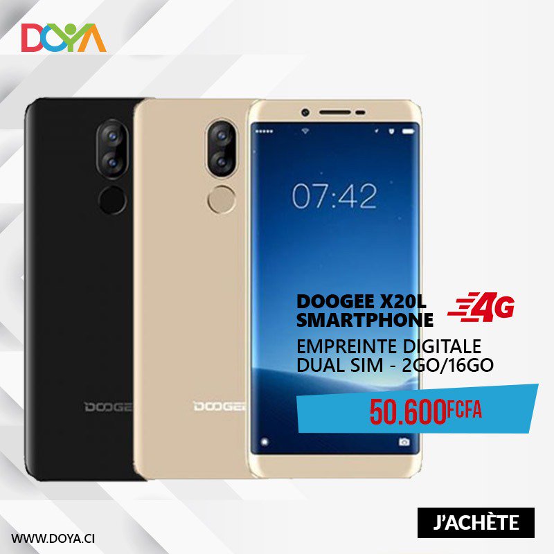 Doya_ci's tweet photo. SMARTPHONE- DOOGEE X20L- 4G- Empreinte Digitale - Dual Sim - 2Go/16Go - 8MP/13MP+8MP. Commandez vite ici 👉 https://t.co/DXuKluT34z https://t.co/NLFi6Id3Ih