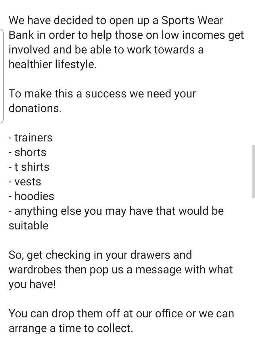 balloons_red's tweet photo. WE NEED YOUR HELP!
One of the biggest barriers to starting exercise, is cost, more accurately, not being able to afford the right training gear.
#GettingtheInactiveActive #ClothingBank #sportswear #weneedyou #community #support #mental #physical #wellbeing #MentalHealthMatters https://t.co/OwRMcXT8FR