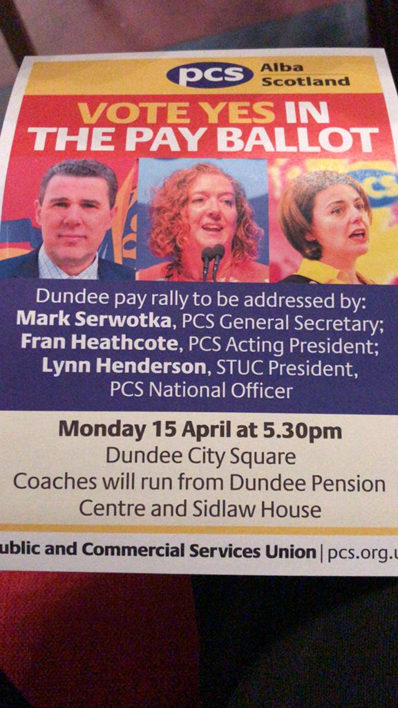 PCS_Scotland's tweet photo. Join us at 530pm for our PCS Pay Rally with Mark Serwotka, @FranHeathcote and @scotsecpcs - @pcs_union are balloting members in the civil service over pay. Civil servants pay had fallen further & faster than anywhere else in the public sector. Join us to say enough is enough! https://t.co/gsQRGsMZ2X
