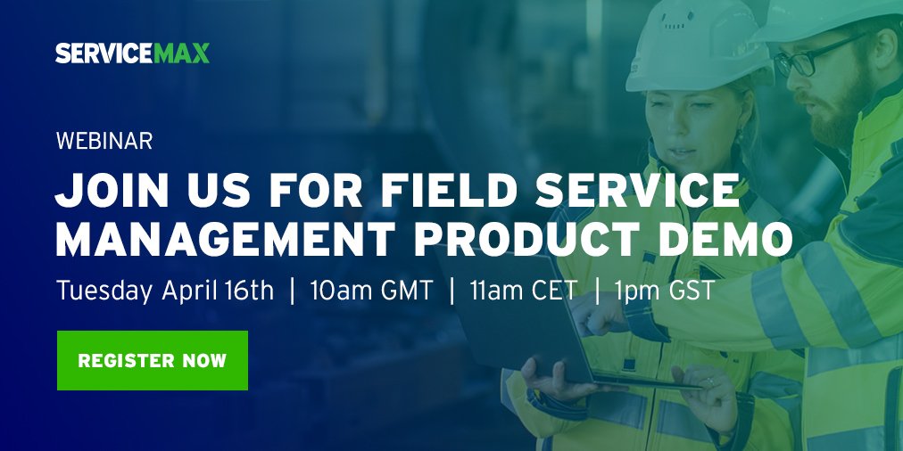 ServiceMaxFR's tweet photo. [WEBINAR DEMAIN] Mardi, 16 Avril | 10AM BST | 11AM CEST | 1PM GST | Visionnez cette démonstration de la solution pour en savoir plus sur la plate-forme de ServiceMax #FieldService Management REGARDEZ LA #DEMO: https://t.co/PmtHzrDOln #webinar https://t.co/1Zj63VmMw9