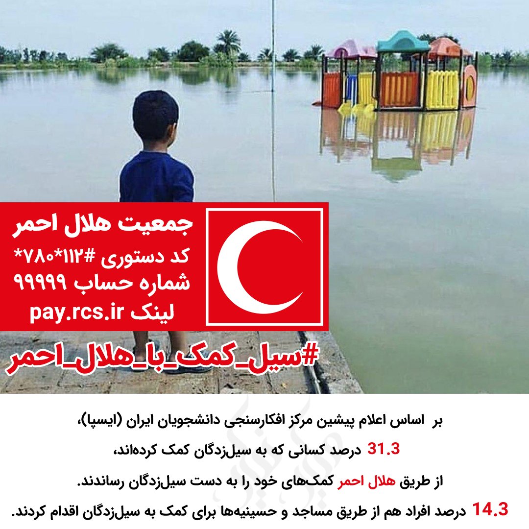 wikinik's tweet photo. بر اساس اعلام پیشین مرکز #افکارسنجی دانشجویان ایران (#ایسپا)، ۴۲.۶ درصد مردم اعلام کرده‌اند در چند روز گذشته به #سیل زدگان کمک کرده‌اند و ۵۷.۴ درصد در این زمینه کمکی نکرده‌اند.
چگونه به #سیلزدگان کمک کنیم؟
https://t.co/Qw7VUxGapb

#ویکی_نیکی #هلال_احمر  #سیل_سراسری #سیل_مهربانی https://t.co/9Q854NUEQa