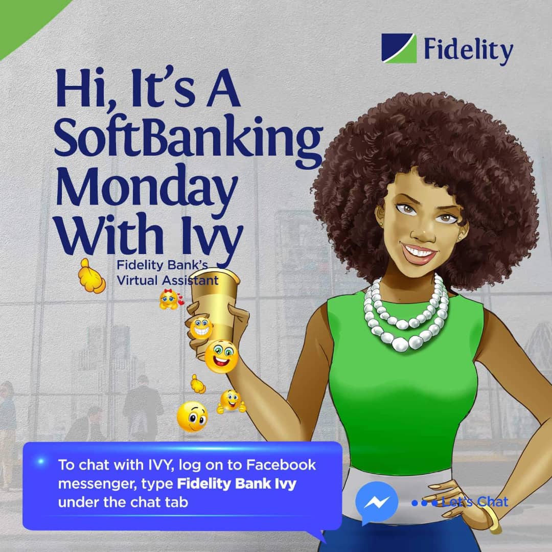 capt_jayy's tweet photo. Meet Ivy, #FidelityBank's Virtual Agent. She's efficient, swift, likeable and brings banking to your finger tips like no other. Click 👉https://t.co/9CytF4lor6 and also like her page to enjoy #SoftBanking with @fidelitybankplc https://t.co/NRFNhroyzF