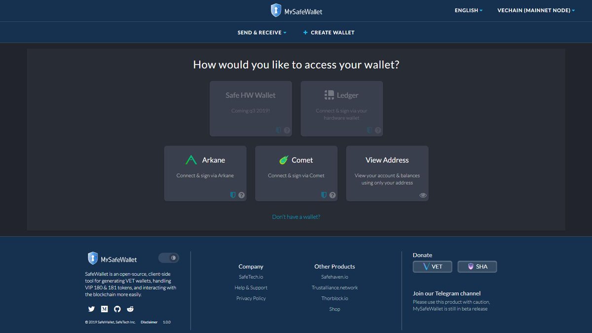 roy_noom's tweet photo. 3 #MSW #mySafeWallet is one of the solutions from #SafeHaven
the newest integrated wallet withhin the #VeChain Ecosystem. You can store secured #VIP180 & #VIP181 tokens made by $SHA
Visit https://t.co/jpj7W6iZsa and get an account.
$VET $VTHO $OCE $PLA $DBET $TIC $BTC $ETH https://t.co/sCRk3tDhsU