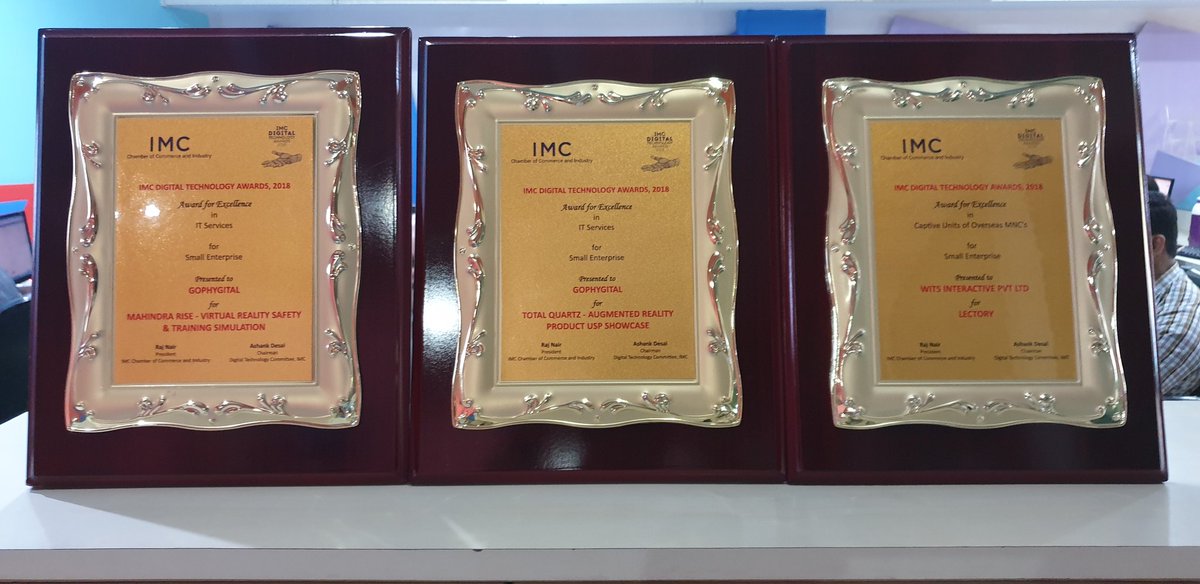hitesh_cjain's tweet photo. What an IMC awards!
Hat-trick years winning 3 years in a row. Duo of hat-trick awards - 3 awards in consecutive years. Hat-trick of awards for ARTech. 
2 awards for Lectory in consecutive years. 2 awards for Immersive tech!
#AR #VR #VirtualReality #AugmentedReality #socialreading https://t.co/dQoM0xfI9G