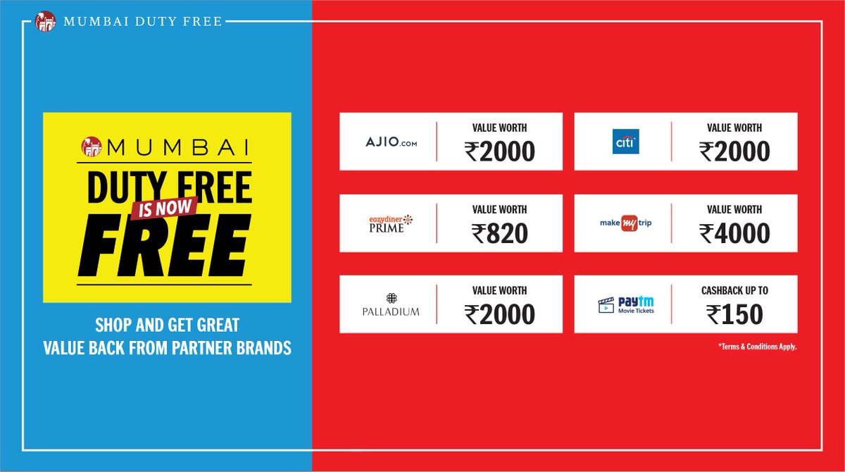 Ospreedutyfree's tweet photo. Your favourite summer shopping festival is here! Buy world-class cosmetics, fragrances, confectionery and much more at @mumbaidutyfree and get unbelievable value back, making your purchases almost free! #MumbaiDutyFree #MumbaiDutyFreeIsNowFREE #ShopAtDutyFree #MDFIF https://t.co/HuNNLvgaSS