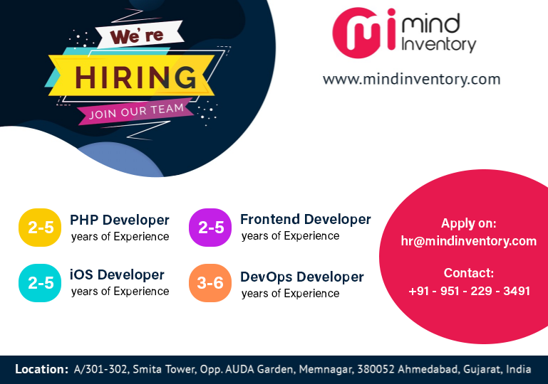 Mindinventory's tweet photo. Urgent Hiring... 
DevOps Developer (Experience: 3 To 6 Years) 
IOS Developer (Experience: 2 To 5 Years)
PHP Developer (Experience: 2 To 5 Years)
Front-end developer (Experience: 2 To 5 Years)
Location: #Ahmedabad  
#currentopening #hiring #vacancy #mindinventory https://t.co/Ohm72FGmKi