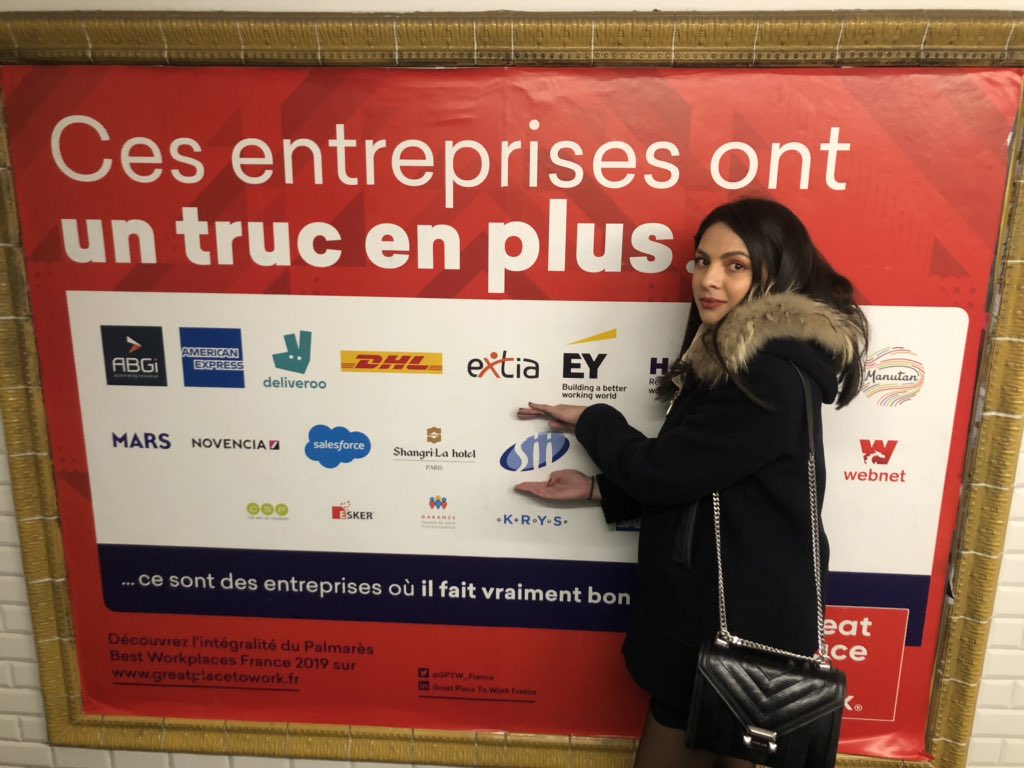 EmilieKhednah's tweet photo. @MaudLORANT @GPTW_FRANCE @GroupeSII Souvenir de mon week-end parisien. Fière d’être en stage dans une entreprise Great Place to Work #GTPTW #GroupeSII #FUNGENIEUR @Siistrasbourg https://t.co/wtSpVYtRJ9