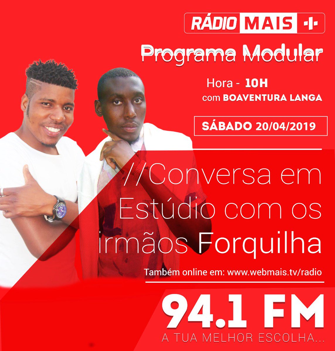 mediamaistv's tweet image. Fique ligado ao programa #Modular, este sábado a partir das 10h, com os irmãos Forquilha que vão falar da sua carreira musical. 

#RádioMais #ProgramaModular  #Novostalentos