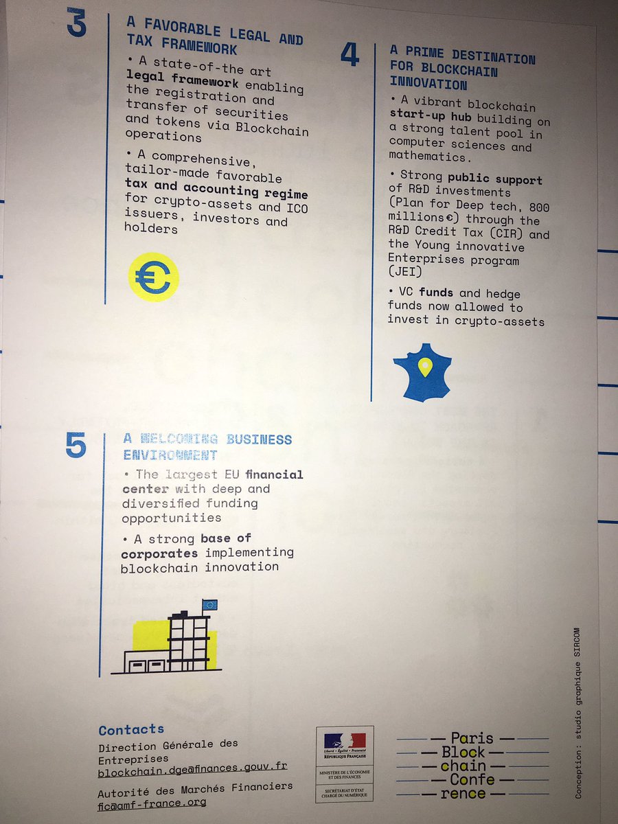 This morning, the French Ministry of Finance is hosting a #blockchain conference, and is clearly saying that France welcomes project in this space. It even produces documentation to explain why projects should choose to be hosted here.