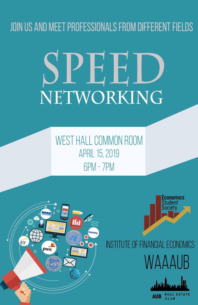 Join us for a casual chat on post-graduation #career prospects at the #econ #speed #networking event tonight organized by the Institute of #Financial #Economics <a href="/alexandrairani/">alexandra irani</a> <a href="/joe_helou/">joe helou</a> <a href="/AUB_Lebanon/">American University of Beirut</a> 

facebook.com/events/7299316…
