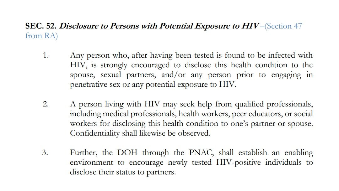 Disclosure to Person with Potential Exposure to #HIV

..strongly encouraged to disclose health condition to the spouse, sexual partners and/or any person to engage in penetrative sex..

#MoralObligation