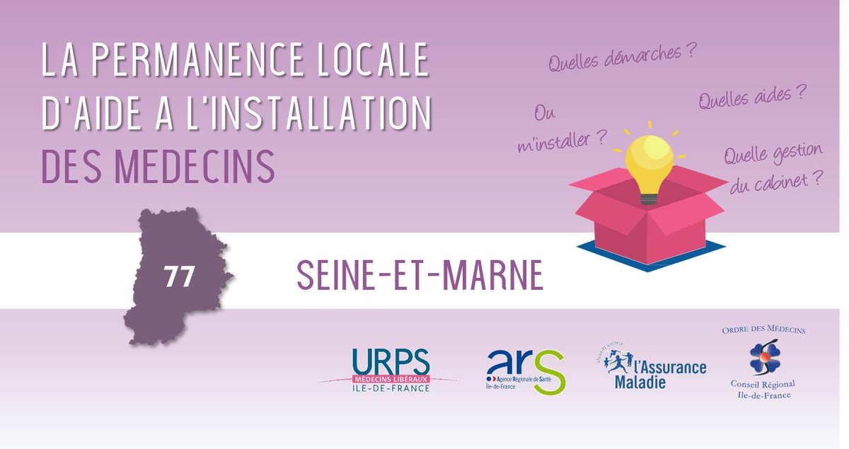 soigner_en_idf's tweet photo. #SeineEtMarne 77 : Participez à la prochaine Permanence locale d'aide à l'#installation le mardi 14 mai 2019 avec @urps_med_idf @ARS_IDF, #CPAM77, #CDOM77
Info & Inscription: https://t.co/7UGtkfCJTm
#PermanenceInstallationIDF https://t.co/Jst2E7LRV1
