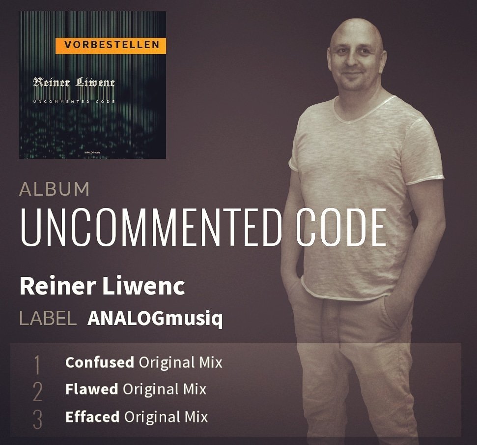 RLiwenc's tweet photo. #effaced #confused #flawed are the titles of my EP ➖ UNCOMMENTED CODE ➖
.
🔊 pre-order here:
https://t.co/YAfa3qFjiM
.
@analogmusiq @beatport #reinerliwenc #enjoymusic #techno #newmusic #newtrack #ep #analogmusiq #availablesoon #preview #preorder #dj #producer #frankfurt https://t.co/56AKT6EEEj