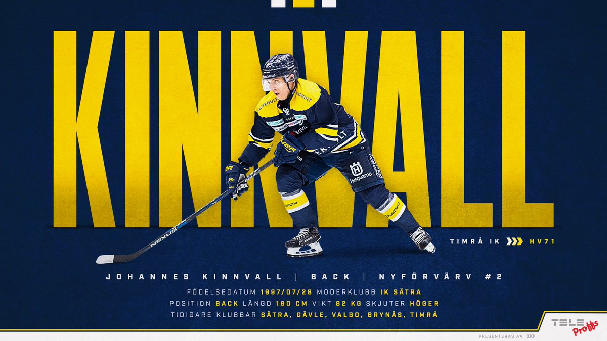 HV71's tweet image. Välkommen till HV71, Johannes Kinnvall! #HV71 hv71.se/article/by6eaj…