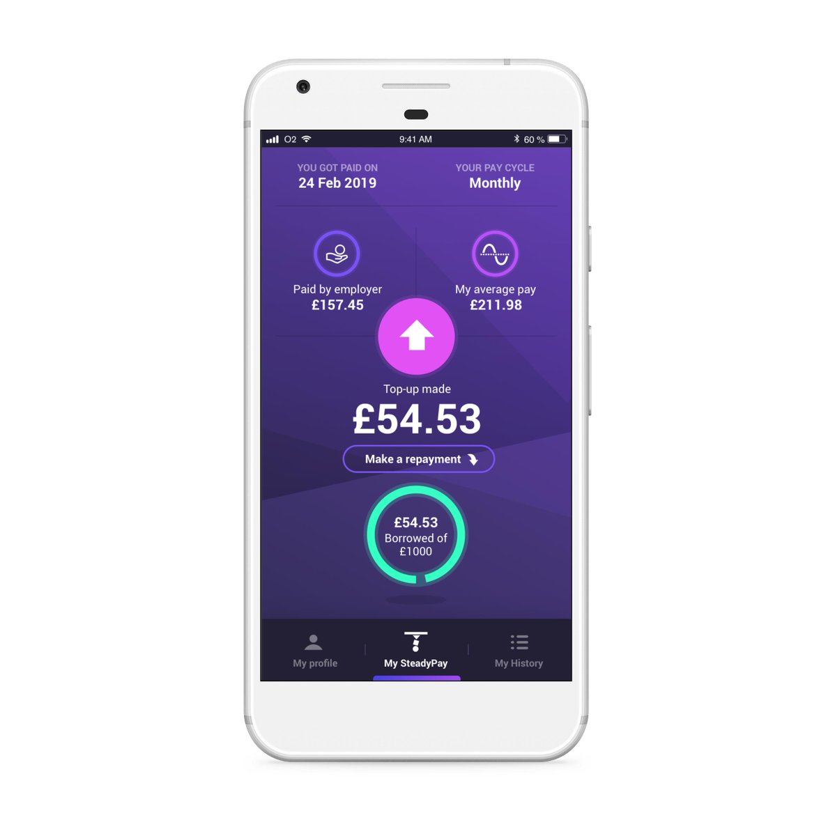 SteadyPayHQ's tweet photo. Smoothing out your pay is easy with SteadyPay.
Each time you get paid below average, your dashboard will automatically update and generate you a top-up. 💪#steadypay #fintech #app #paysmoothing https://t.co/KfVXd6nRRO