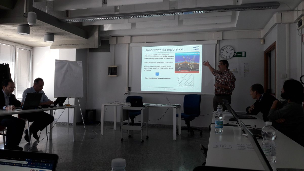 EUrecipe's tweet photo. Ramon Canal from @BSC_CNS presenting the work carried our with @UPV on Fast #Waveform Inversion - now live from @polimi https://t.co/N32tjmopSq