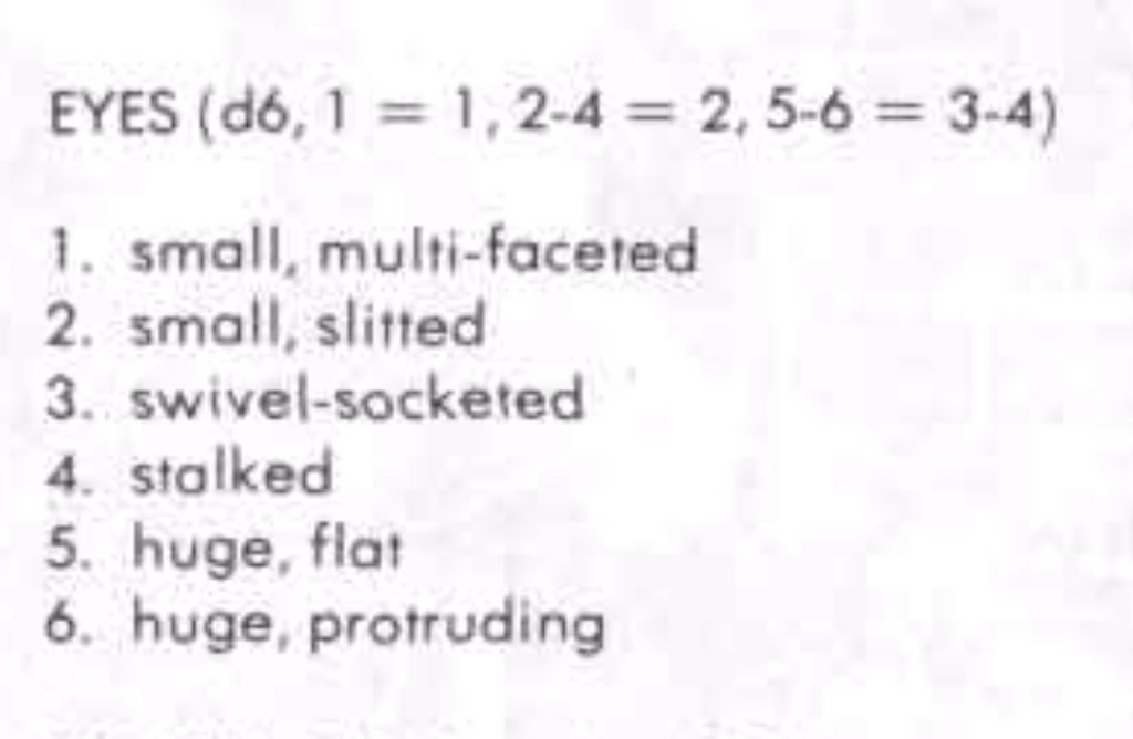FLAVA! Look at these entries: antlers on a twitching crocodilian head with metallic swivel-socketed eyes, a stench of gangrenous rot follows in its wake. I could populate a monster manual of unique demons and devils with this