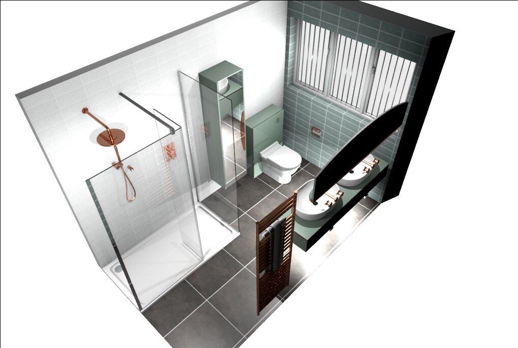 Fab new design done for a customer by Nev at our #Nottingham showroom using <a href="/UtopiaBathrooms/">Utopia Bathrooms</a> Opula in Seagreen &amp; Copper Rose Gold tones - can't wait for the after pics