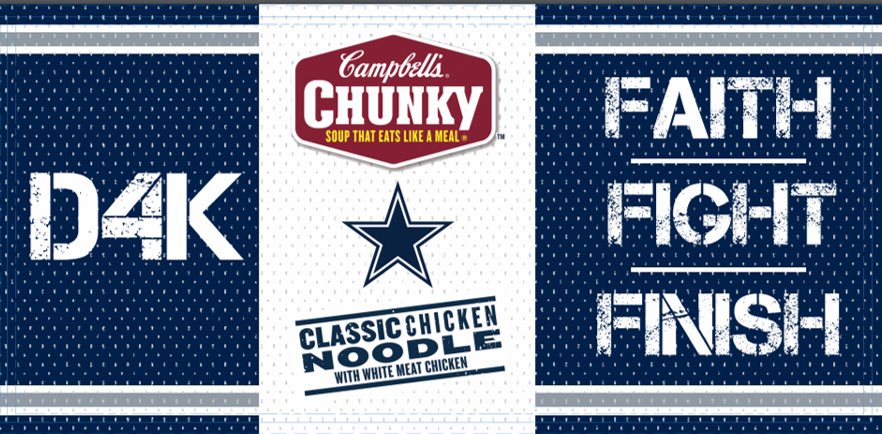 Design your own <a href="/dallascowboys/">Dallas Cowboys</a> <a href="/CampbellsChunky/">Campbell's Chunky</a> #ChickenNoodleSoup can for your chance to #WIN an autographed mini helmet! Enter here: bit.ly/2v7JZhn
 
#D4K #SoupSquad #FuelUp #Faith #Fight #Finish #FootballisFamily