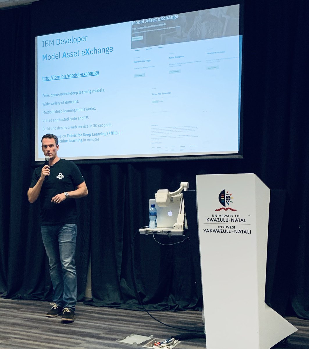 Alex Conway .eth (@alxcnwy) on Twitter photo <a href="/MLnick/">Nick Pentreath</a> giving an excellent talk at the <a href="/DeepIndabaX_ZA/">Deep Learning Indaba𝕏 South Africa</a> about the IBM Model Asset Exchange - free open source models that have been tested for reproducibility, performance and licensing. Super interesting!! watch the vid of his talk when it’s uploaded at indabax.co.za <a href="/MLnick/">Nick Pentreath</a> giving an excellent talk at the <a href="/DeepIndabaX_ZA/">Deep Learning Indaba𝕏 South Africa</a> about the IBM Model Asset Exchange - free open source models that have been tested for reproducibility, performance and licensing. Super interesting!! watch the vid of his talk when it’s uploaded at indabax.co.za