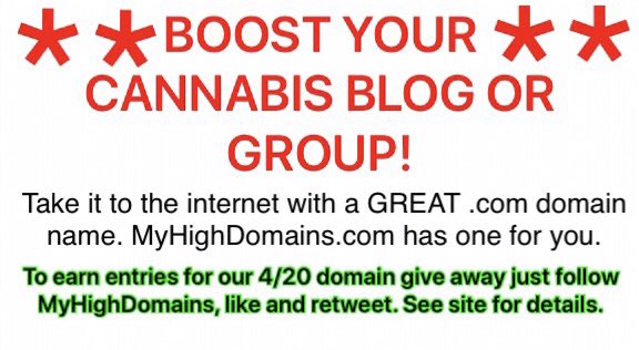 4/20 Domain Name Give Away! See MyHighDomains.com for details.#cannabisblog #cannabisblogs #cannabisblogger #cannabisbloggers #cannabisgroup #cannabisgroups #cannabispages #cannabistwitter #cannabiswriters #cannabisphotographers